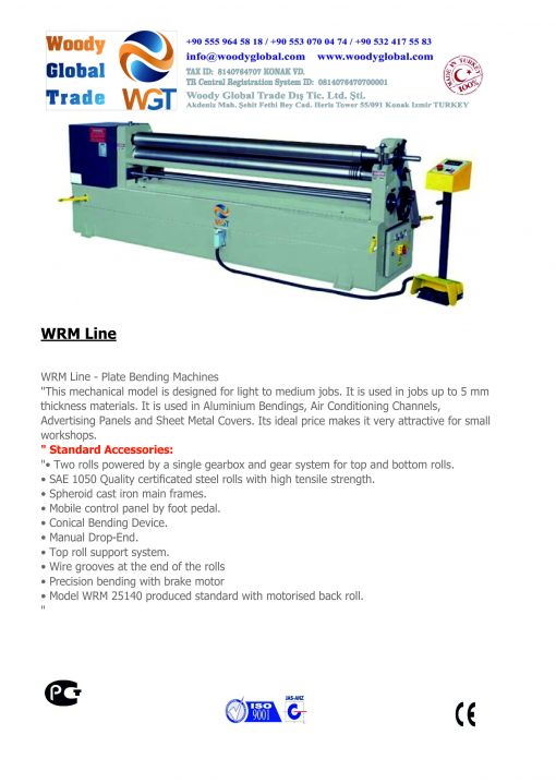 3 Roll Plate Bending Machine WRM 3 Line